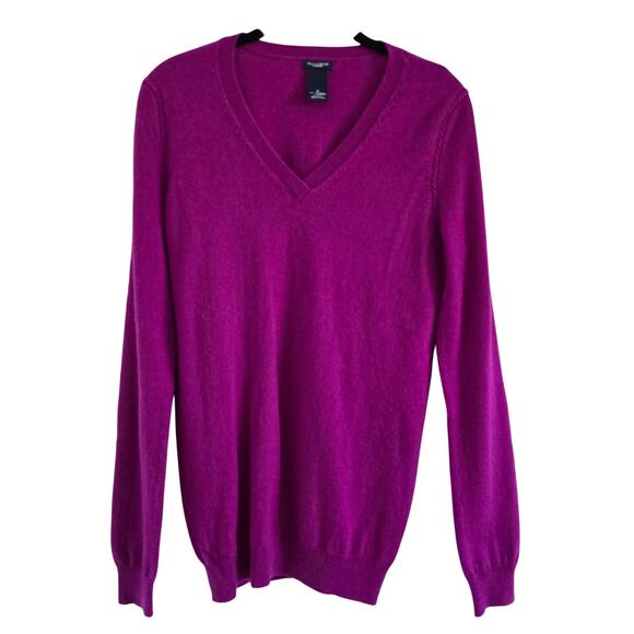 Magaschoni 100% Cashmere Women's V-neck Sweater Fuchsia Pink Size M - Picture 1 of 6